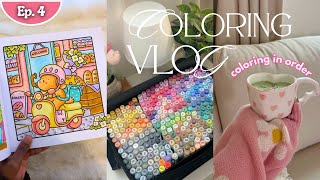Coloring Every Page in Coco Wyo Cozy Cuties 🥐🌷 Ep 4/36 | Homebody Coloring Vlog