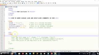 PHP Lecture 4: HOW TO WRITE COMMENTS IN PHP