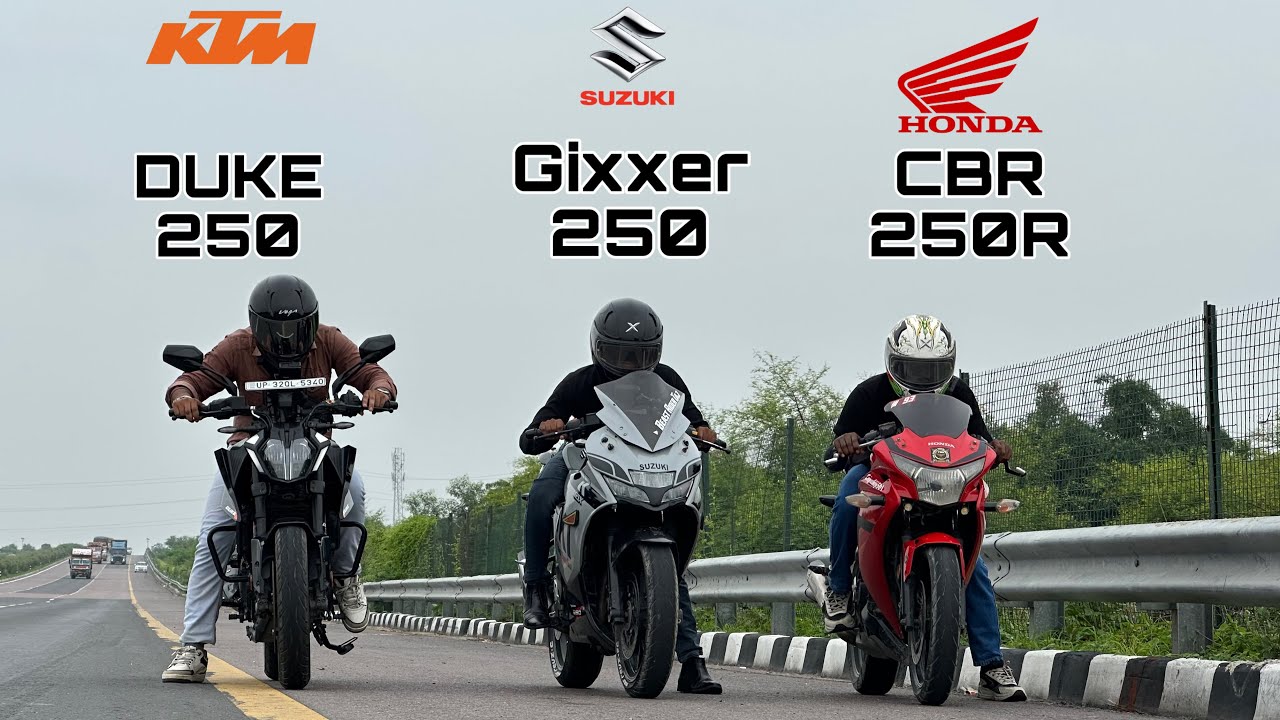 2013 Honda CBR 250R vs 2025 KTM Duke 250 (gen3) vs Suzuki Gixxer 250 || Drag Race || Honda win 🥇