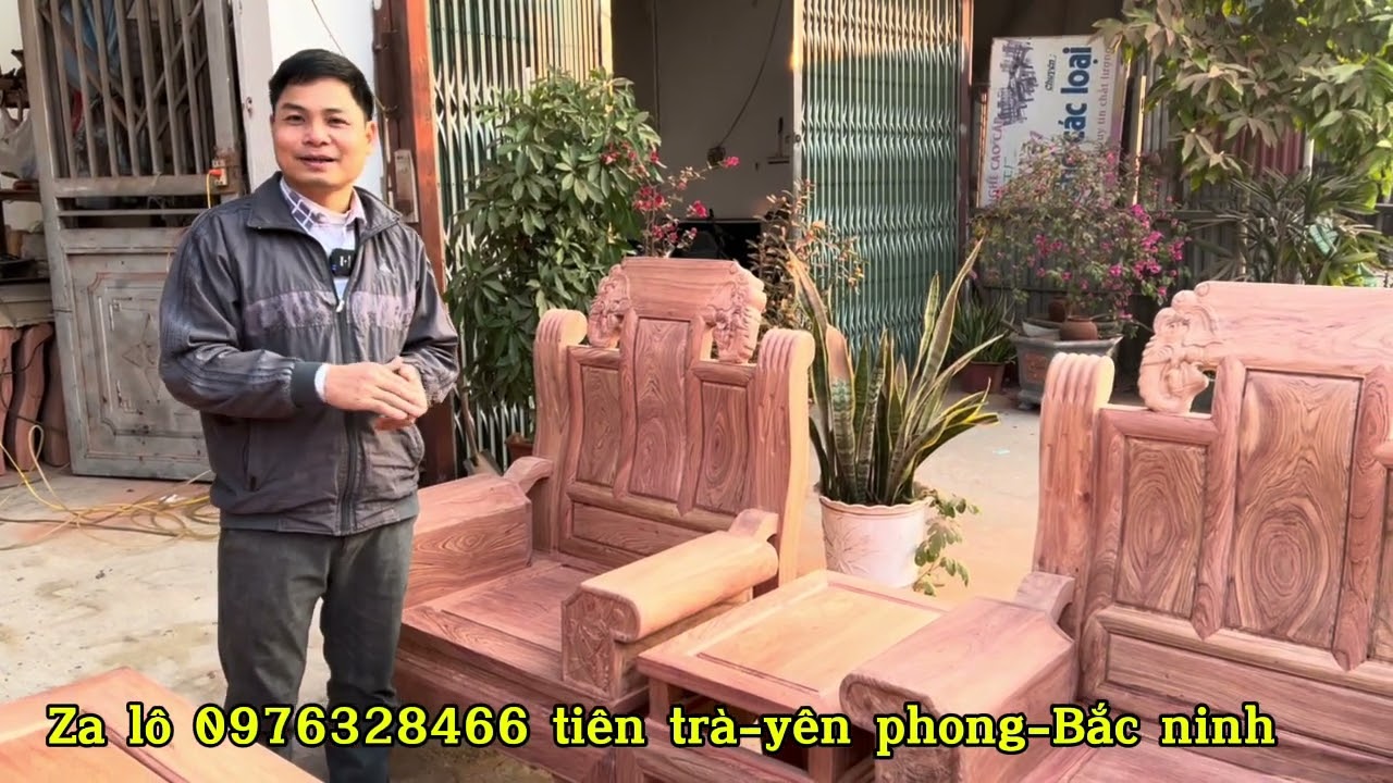 Bộ ghế Âu Á trương voi (46) với những đường Vân gỗ sắc lét hiếm có 