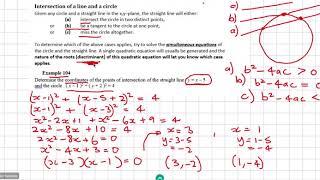 A level maths, Intersection of a Circle and a Straight Line