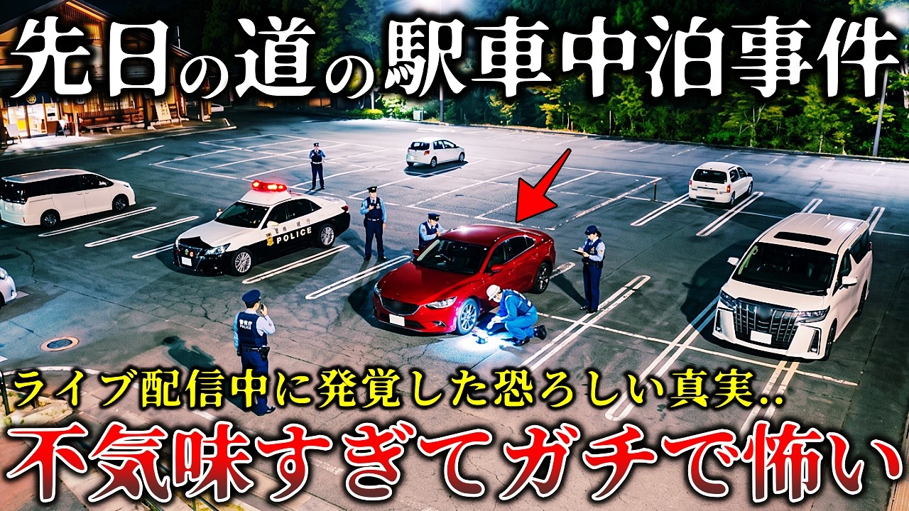 【恐怖】※車中泊する人は見ないで..深夜の道の駅で生配信中の男性が遭遇した白い車..事件が発覚して警察が告げた一言が恐ろしすぎた!【ゆっくり解説】