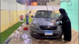مفاجاه لجوزي غسلت السيارة رجعت جديدة  - شوف عمل اية !!