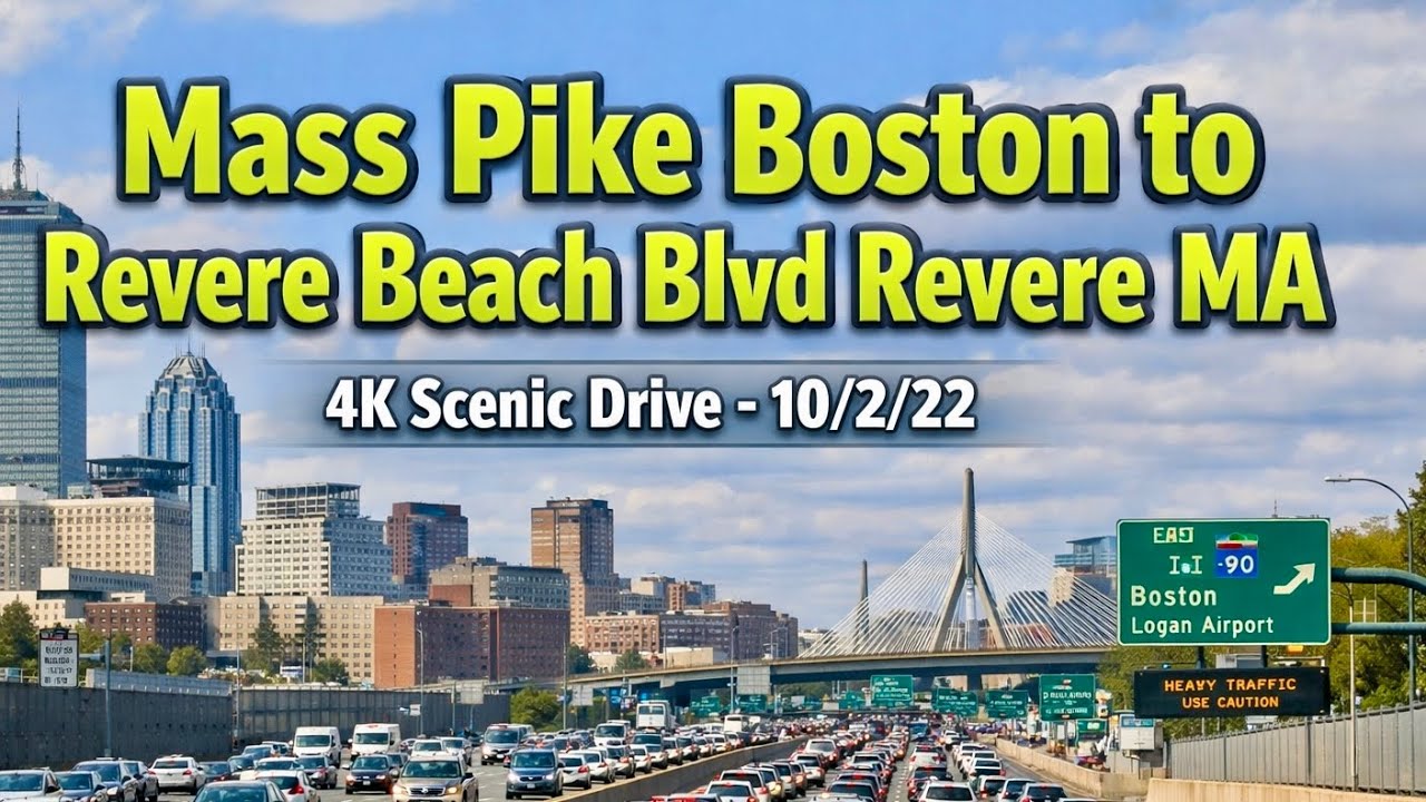 🚗 Mass Pike Boston to Revere Beach Boulevard Revere MA | 4K Scenic Drive - 10/2/22