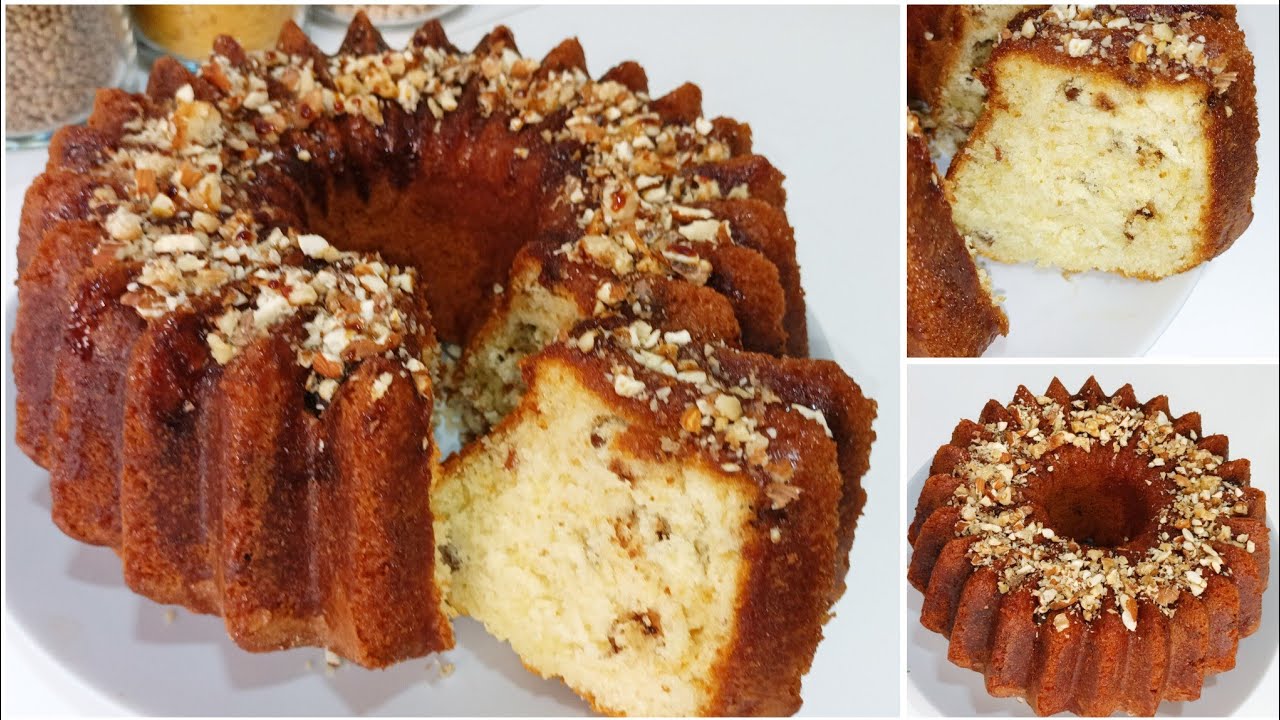 كيك مستحيل تجربيه ومتعاوديهش😉 بالمكسرات بحجم عائلي السر ليخليه طالع ومنفوخ كيجي معللك ولذيذ 😋