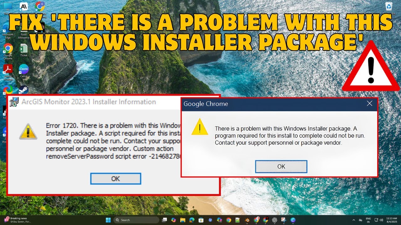 How to fix There is a problem with this windows installer package ...