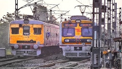 Hide & Seek EMU Trains Crossing | New ICF Medha EMU meet Old Model EMU Trains at Level Crossing | ER