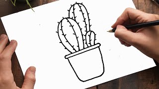 How To Draw Cactus | Cactus Plant Drawing | Cactus Drawing Tutorial