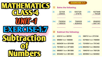 Subtraction of Numbers | Exercise 1.7 | Unit 1 | Mathematics Class 4 | Math Grade 4 | Sindh Board