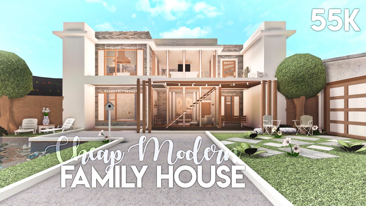How To Build Modern House In Bloxburg Cheap Modern Family House | Bloxburg Build - YouTube