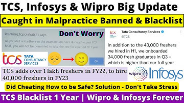 Malpractice==Blacklist & Banned😭 TCS Blacklisting for 1 year & Wipro Infosys Forever😔 1 Lakh Hiring😍