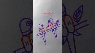 How to Draw A Beautiful Birds with MOM #drawingtechniques #birds #shorts #easydrawing #drawing