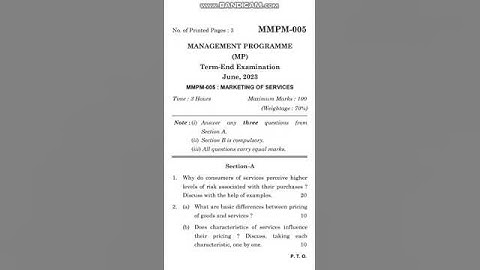 MMPM 005 question paper June 2023  #marketing #marketingservices #shorts