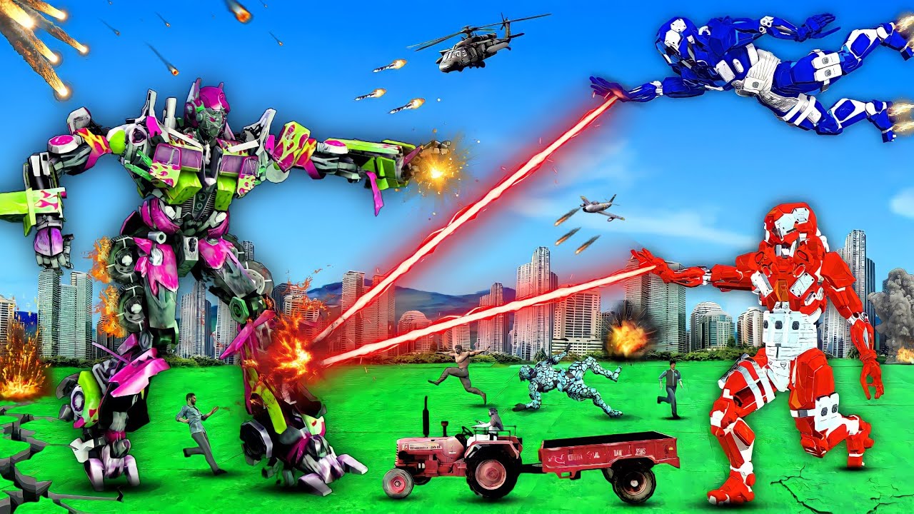 जादुई ट्रॅक्टर रोबोट Vs टॅंक रोबोट लढाई Tank Vs Tractor Robot Robot