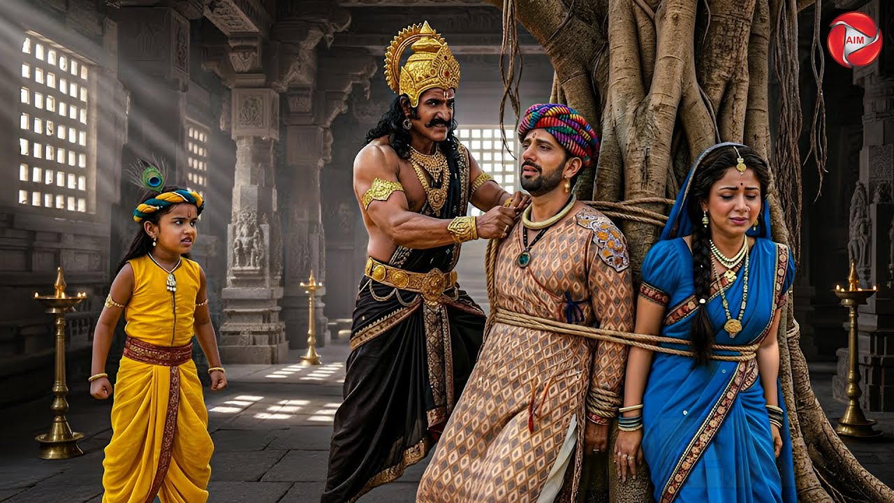 क्रूर कंस ने बाल कान्हा के सामने मैया-बाबा को वृक्ष से बाँध दिया || YMKN || Shree Krishan leela