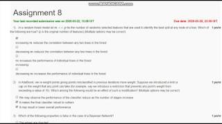 NPTEL Introduction to Machine Learning Week 8 Assignment 8 solution