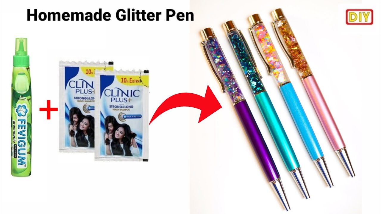 Homemade glitter pen /diy glitter pen/glitter pen making at home/how to make liquid pen/homemade