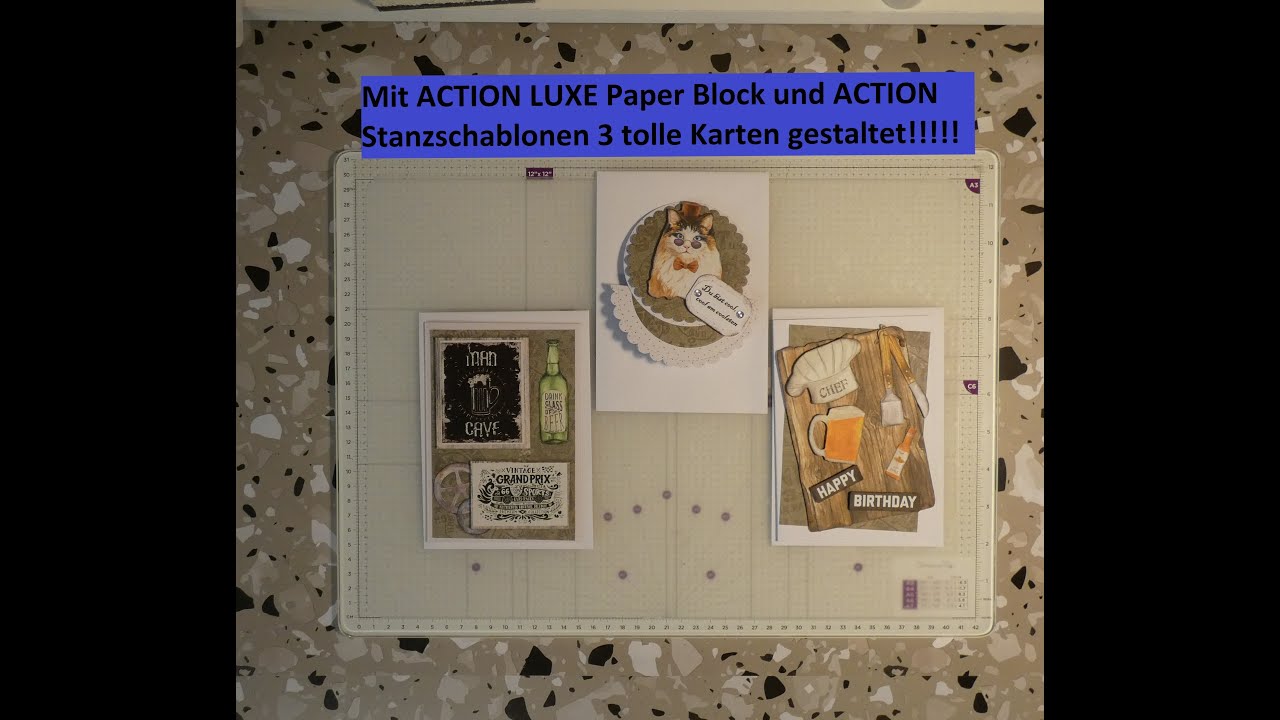 Mit ACTION Luxe Paper Block 3 tolle Karten gestaltet!!!!! - YouTube