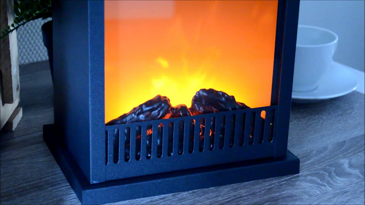 Gilde Dekokamin Kaminfeuer 34cm LED Laterne Metall - YouTube