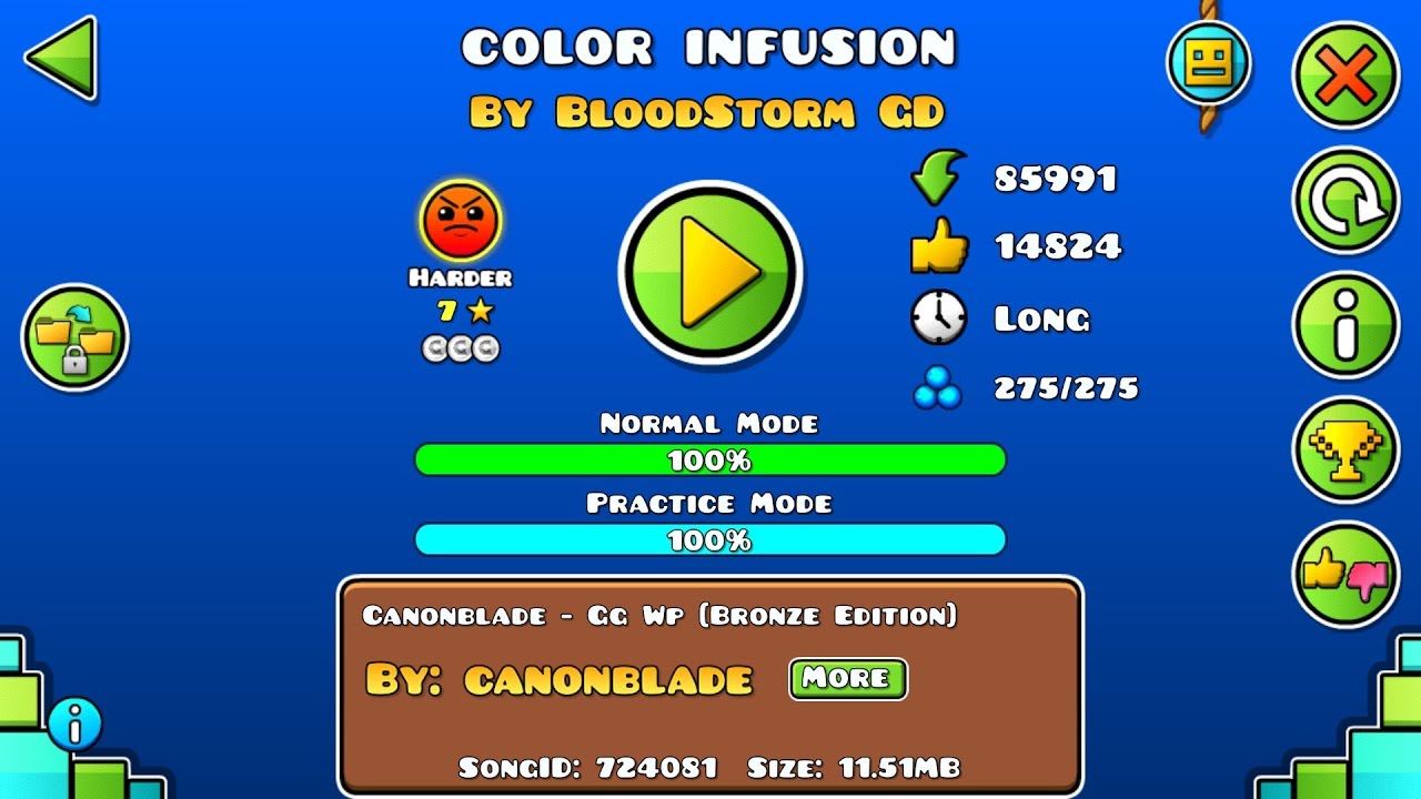 Geometry Dash|color infusion by BloodStorm GD (all coins) - YouTube