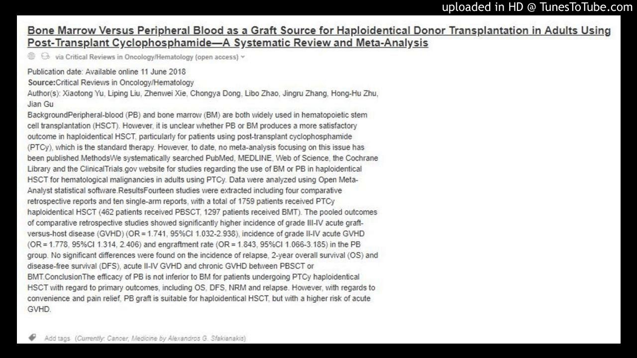 Watch Bone Marrow Versus Peripheral Blood as a Graft Source for Haploidentical Donor Transplantation in Ad on YouTube Watch Bone Marrow Versus Peripheral Blood as a Graft Source for Haploidentical Donor Transplantation in Ad on YouTube