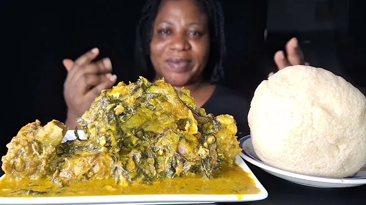 Nigeria food ASMR mukban bitter Leaf soup and fufu mukbang 