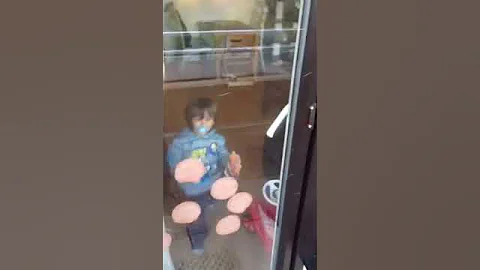 Salami on the window - Naughty toddler