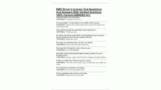 Details DMV Drivers License Test Questions And Answers With Verified Solutions 100 Correct GRADED A61 Guide