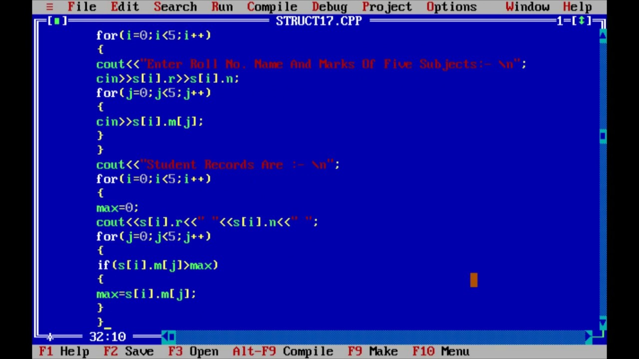 Accept Roll, Name And Marks of 5 Subject of 5 Student And Display Its ...