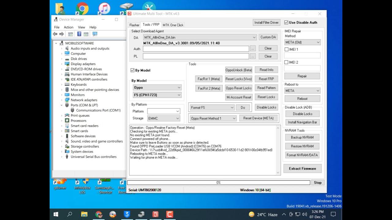 oppo f5 cph1723 pasword/frp Remove without open without Test Point Meta
