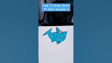 How To Draw a Shark With Number 4 #youtube #shorts #drawing #myart