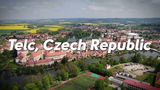 An aerial view of The city of Telč in The Czech Republic.