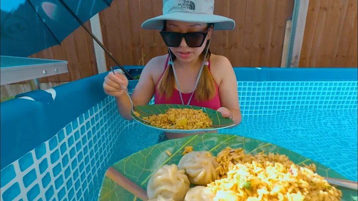 Pool side Mukbang || Chatpatey Paani Puri & Juicy ...