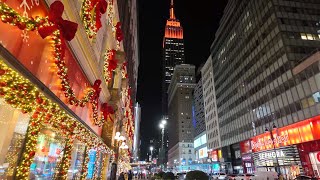 New York City Early Christmas Walk 2023 4K NYC Night Walk ✨ Macys to Bryant Park Winter Village