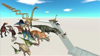 Dinosaur speed race. Downhill high jump course! | Animal Revolt Battle Simulator