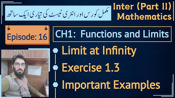 2nd year math Chapter 1 | Limit at infinity with Examples | Exercise 1.3 || Lec 16