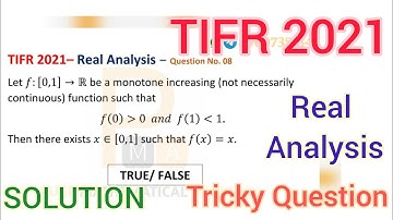 TIFR 2021 Mathematics Solution | TIFR 2021 Maths Real Analysis Solution | TIFR 2021 True False Q. 08