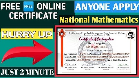 National Mathematics Free Certificate | National level Certificate 2020 | Quiz Certificate | Online
