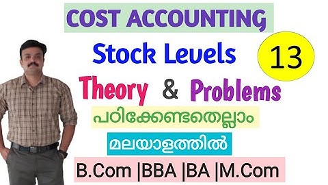 Cost  accounting Stock levels Theory and problems Computation of stock levels Malayalam