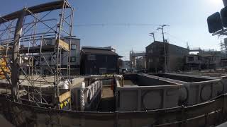 阪急電車の旅(4K) 下新庄駅 → 淡路駅 進行方向左側 高架化用大規模工事進行中