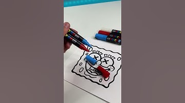 Drawing SpongeBob with Posca Markers! Glitch Effect!
