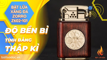 Hộp Quẹt Bật Lửa Xăng Đá Zorro Z602-101 Ốp Gỗ, Họa Tiết Hoa Văn Hoa Sen Cao Cấp