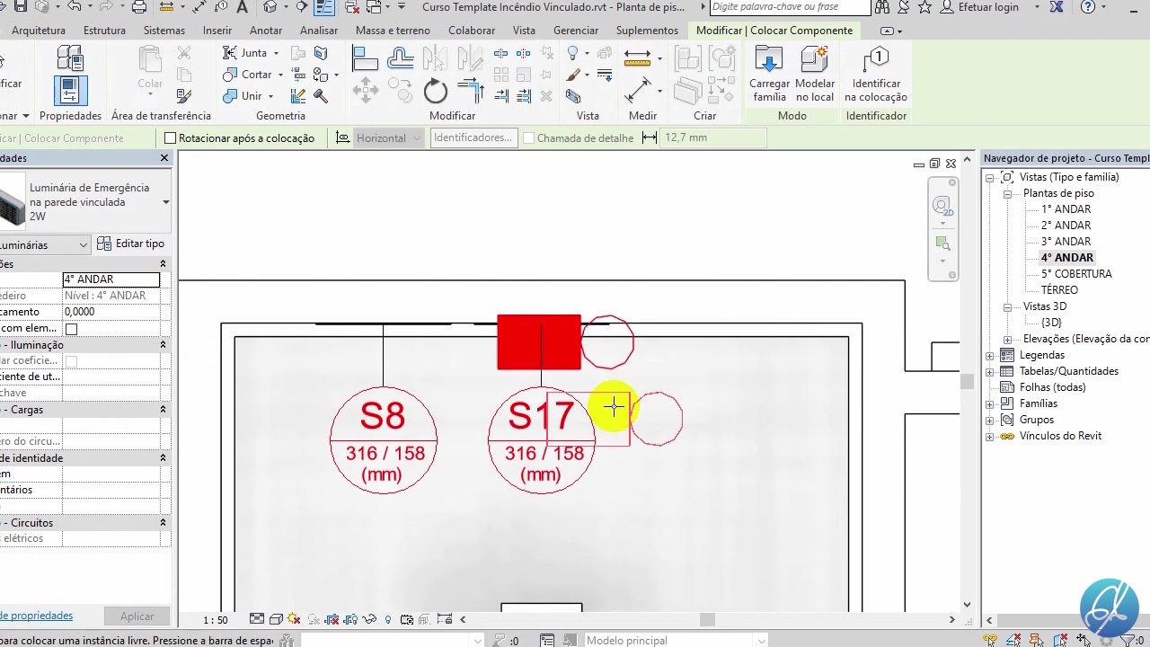 Iluminação de Emergência no Revit Projeto de Prevenção e Combate a