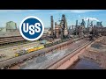 Morning steel mill trains at us steel gary works