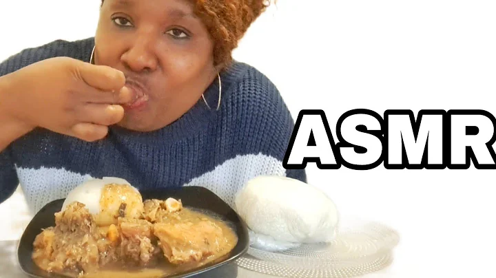 ASMR MUKBANG WHITE SOUP WITH POUNDED YAM FUFU/AFRICAN FOOD MUKBANG/COOK & EAT/NO DRINKING WATER