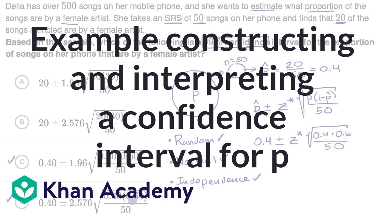 Example constructing and interpreting a confidence interval for p