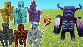 40 Different Golems Vs Wardens |  Who Wins ??? | Minecraft Challenges