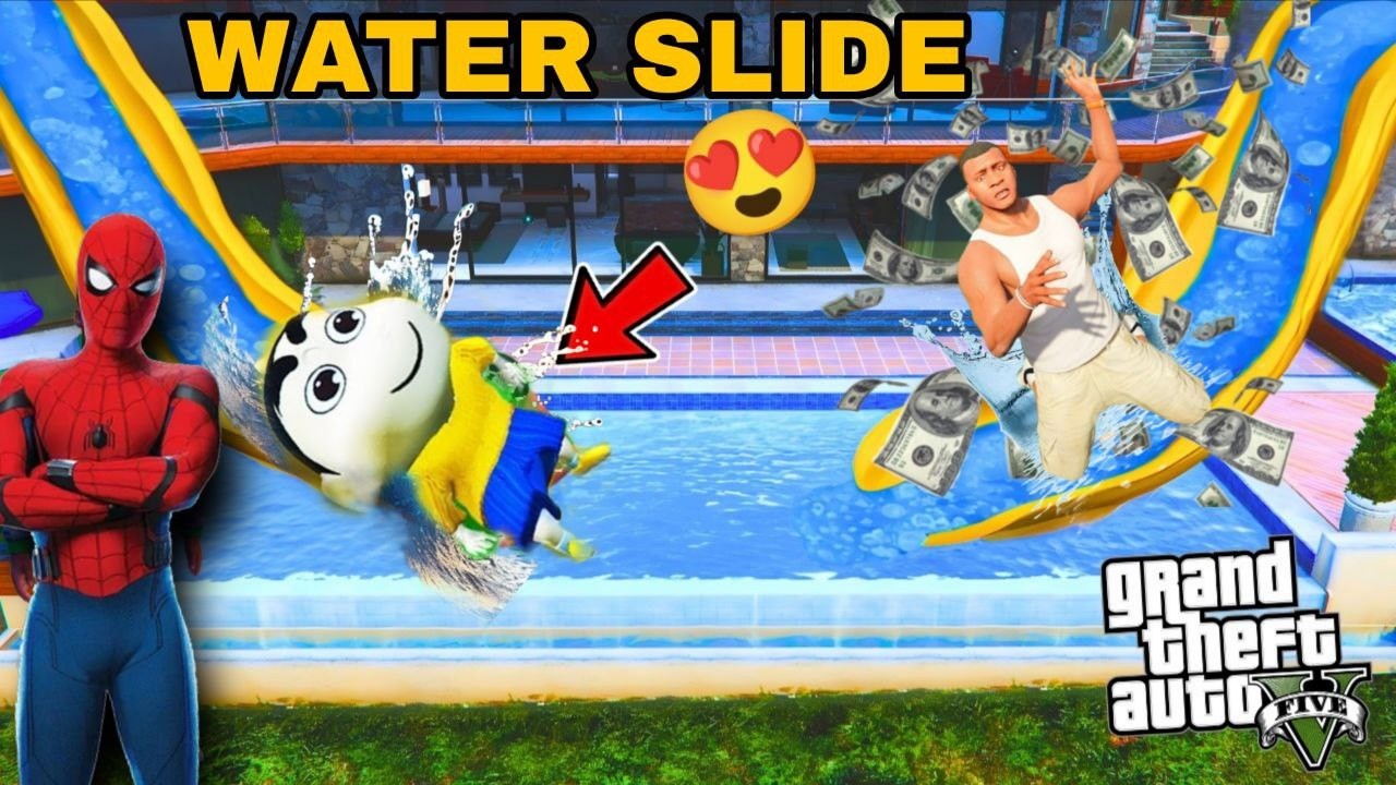 Franklin Buy a Water Slide Park Near Franklin House in GTA 5 || SNAKERIFLE