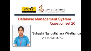 Database Management System Question Set 20