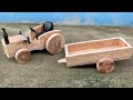 How To Mini Wooden Tractor at Home - DIY Woodworking Tractor